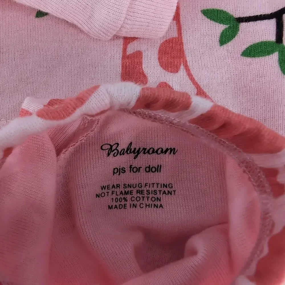Babyroom PJs for Dolls Pink & Orange Two Piece Giraffe Pajamas Set for 18